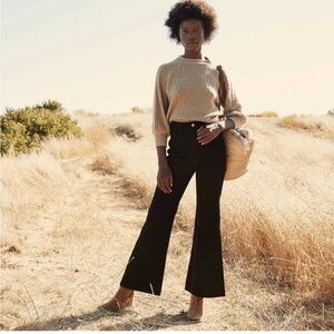 Doen black denim wide boot cut leg jeans